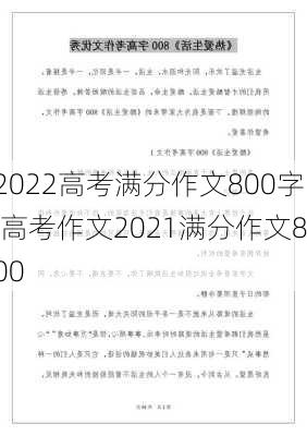 2022高考满分作文800字,高考作文2021满分作文800