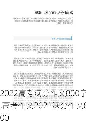 2022高考满分作文800字,高考作文2021满分作文800