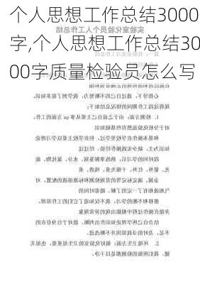 个人思想工作总结3000字,个人思想工作总结3000字质量检验员怎么写