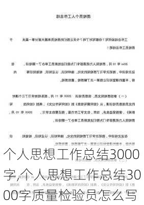 个人思想工作总结3000字,个人思想工作总结3000字质量检验员怎么写