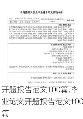 开题报告范文100篇,毕业论文开题报告范文100篇