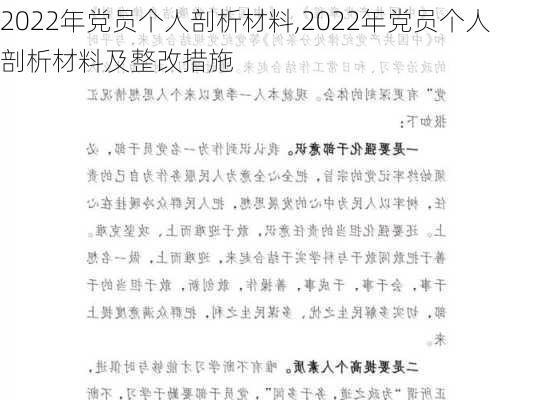 2022年党员个人剖析材料,2022年党员个人剖析材料及整改措施