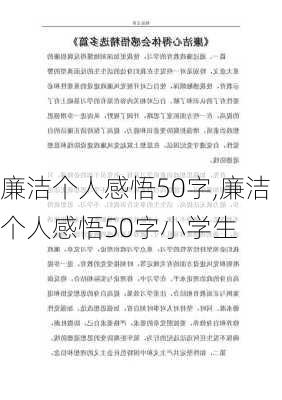 廉洁个人感悟50字,廉洁个人感悟50字小学生