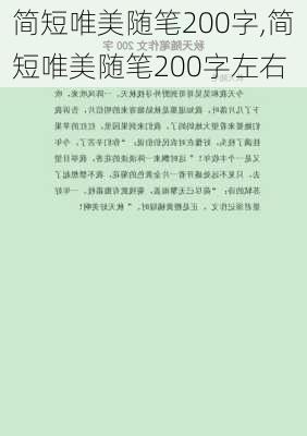 简短唯美随笔200字,简短唯美随笔200字左右