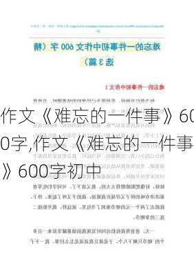 作文《难忘的一件事》600字,作文《难忘的一件事》600字初中