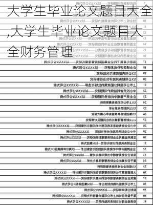 大学生毕业论文题目大全,大学生毕业论文题目大全财务管理