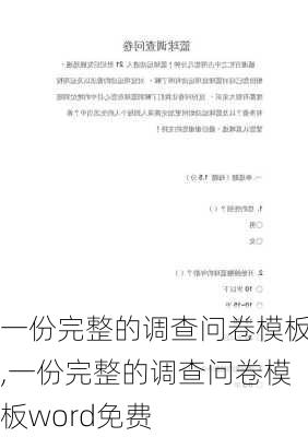 一份完整的调查问卷模板,一份完整的调查问卷模板word免费