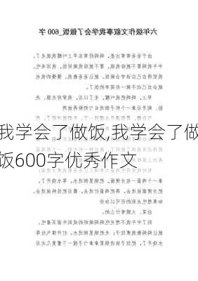 我学会了做饭,我学会了做饭600字优秀作文