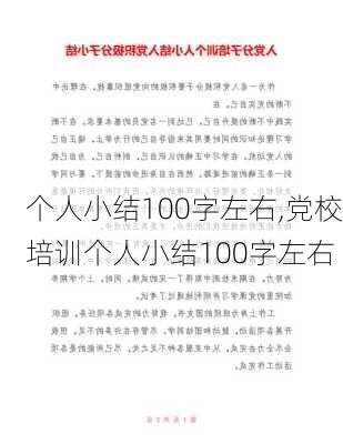 个人小结100字左右,党校培训个人小结100字左右