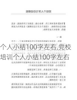 个人小结100字左右,党校培训个人小结100字左右