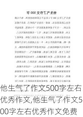 他生气了作文500字左右优秀作文,他生气了作文500字左右优秀作文免费