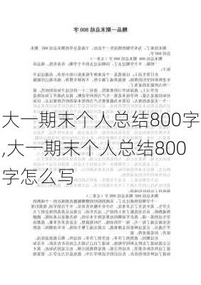 大一期末个人总结800字,大一期末个人总结800字怎么写