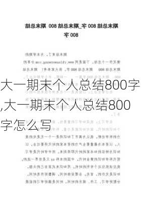 大一期末个人总结800字,大一期末个人总结800字怎么写