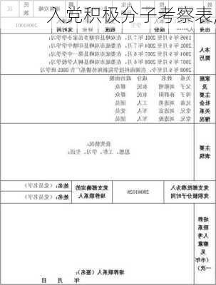 入党积极分子考察表,