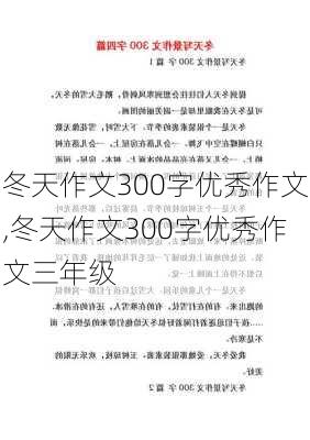 冬天作文300字优秀作文,冬天作文300字优秀作文三年级