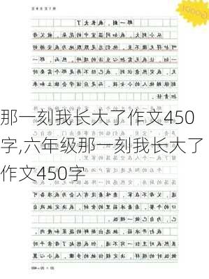 那一刻我长大了作文450字,六年级那一刻我长大了作文450字