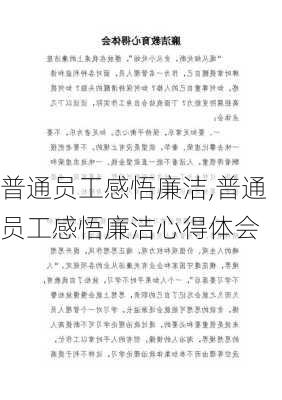 普通员工感悟廉洁,普通员工感悟廉洁心得体会