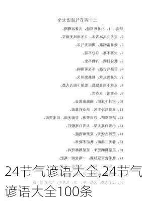 24节气谚语大全,24节气谚语大全100条