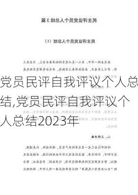 党员民评自我评议个人总结,党员民评自我评议个人总结2023年