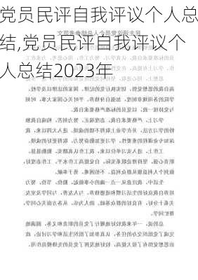 党员民评自我评议个人总结,党员民评自我评议个人总结2023年