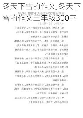 冬天下雪的作文,冬天下雪的作文三年级300字