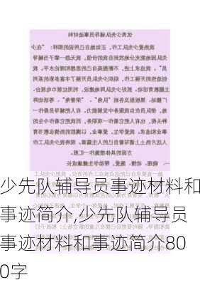 少先队辅导员事迹材料和事迹简介,少先队辅导员事迹材料和事迹简介800字