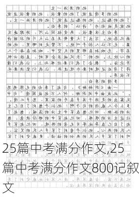 25篇中考满分作文,25篇中考满分作文800记叙文