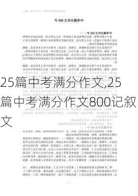 25篇中考满分作文,25篇中考满分作文800记叙文