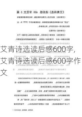 艾青诗选读后感600字,艾青诗选读后感600字作文