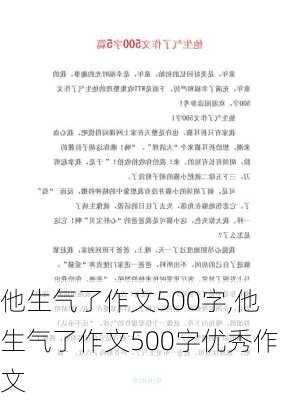 他生气了作文500字,他生气了作文500字优秀作文