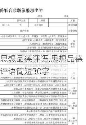 思想品德评语,思想品德评语简短30字