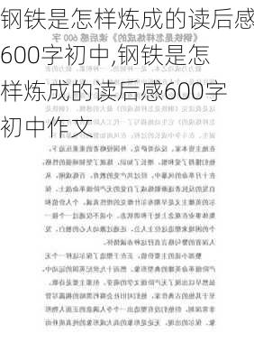 钢铁是怎样炼成的读后感600字初中,钢铁是怎样炼成的读后感600字初中作文