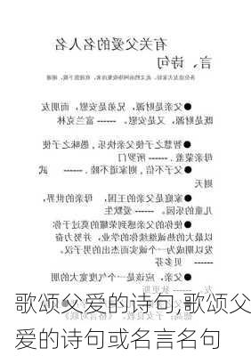 歌颂父爱的诗句,歌颂父爱的诗句或名言名句