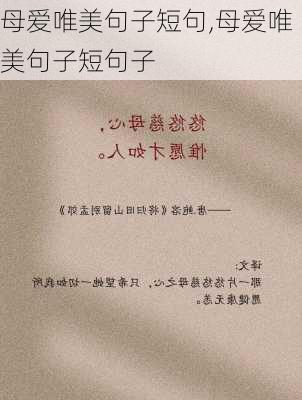 母爱唯美句子短句,母爱唯美句子短句子