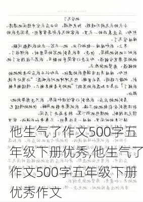 他生气了作文500字五年级下册优秀,他生气了作文500字五年级下册优秀作文