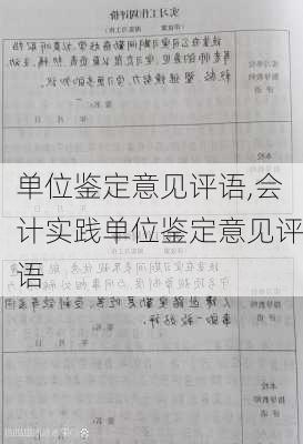 单位鉴定意见评语,会计实践单位鉴定意见评语