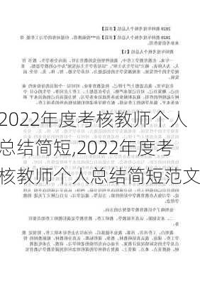 2022年度考核教师个人总结简短,2022年度考核教师个人总结简短范文