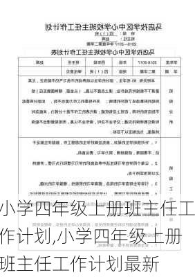 小学四年级上册班主任工作计划,小学四年级上册班主任工作计划最新