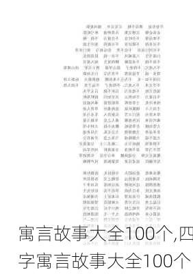 寓言故事大全100个,四字寓言故事大全100个