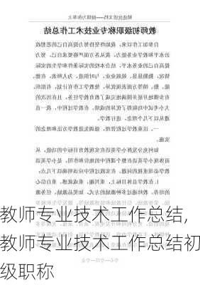 教师专业技术工作总结,教师专业技术工作总结初级职称