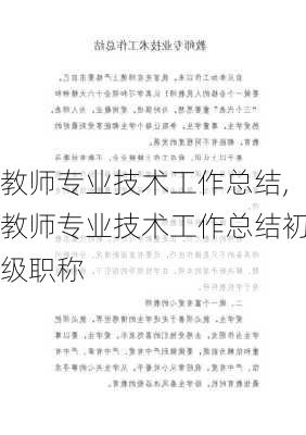 教师专业技术工作总结,教师专业技术工作总结初级职称