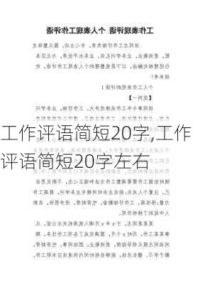 工作评语简短20字,工作评语简短20字左右