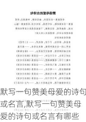 默写一句赞美母爱的诗句或名言,默写一句赞美母爱的诗句或名言有哪些