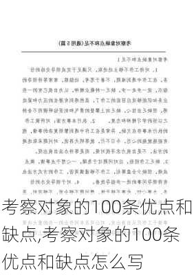 考察对象的100条优点和缺点,考察对象的100条优点和缺点怎么写