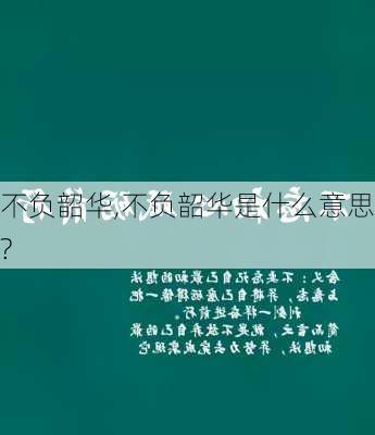 不负韶华,不负韶华是什么意思?