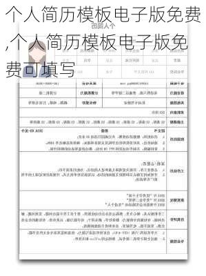 个人简历模板电子版免费,个人简历模板电子版免费可填写