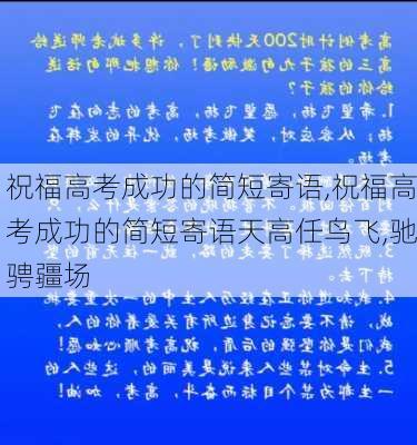 祝福高考成功的简短寄语,祝福高考成功的简短寄语天高任鸟飞,驰骋疆场