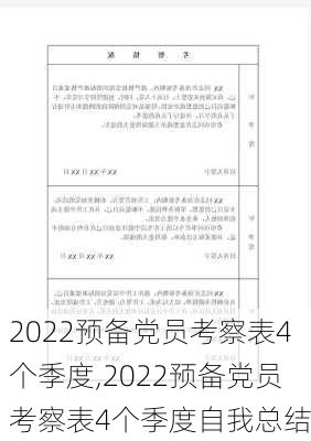 2022预备党员考察表4个季度,2022预备党员考察表4个季度自我总结