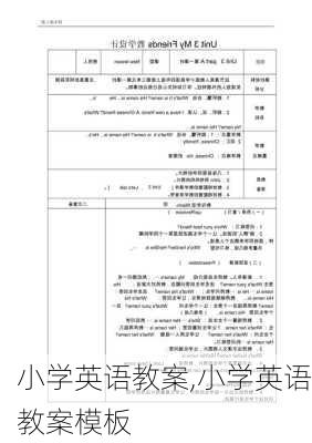 小学英语教案,小学英语教案模板